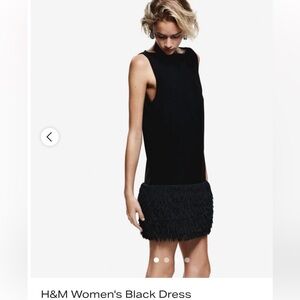 Elegant Black Boatneck Sleeveless Dress with Fringe Hem